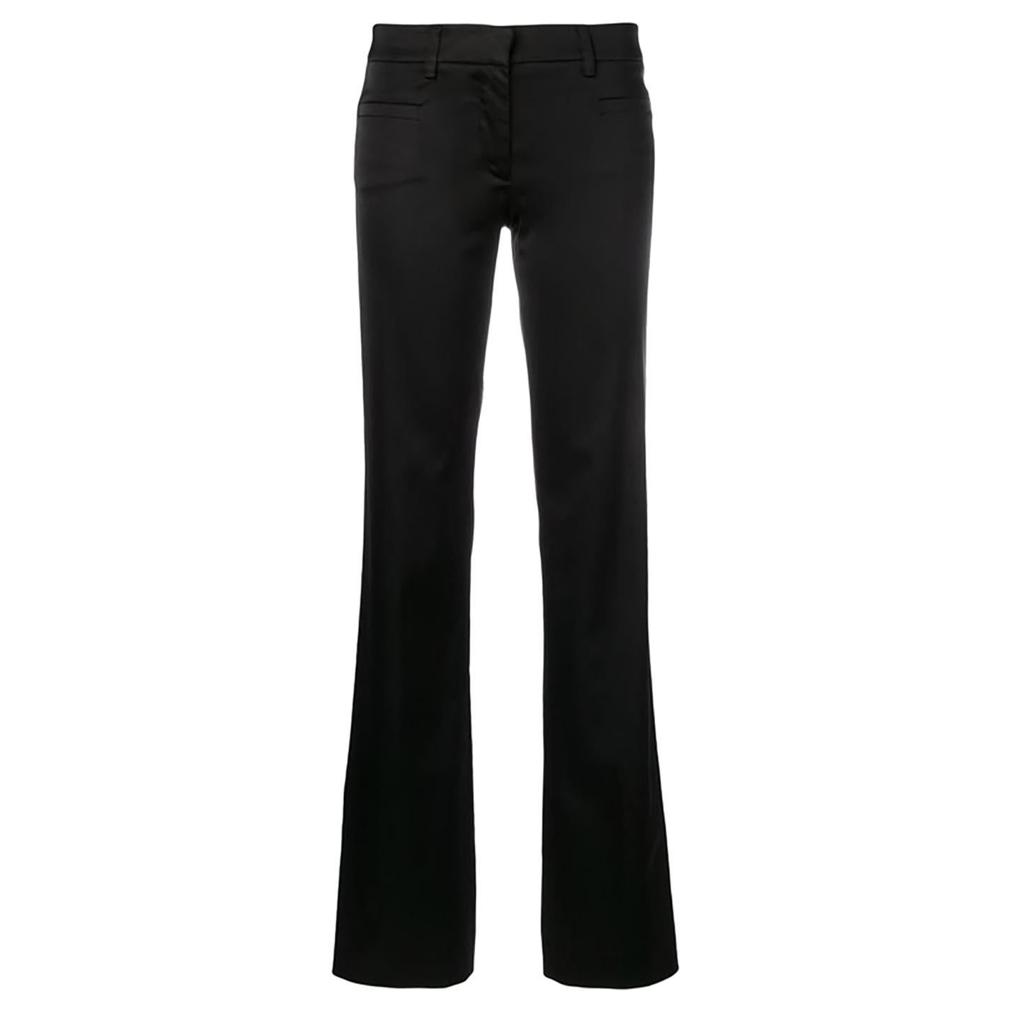 Versace Black Satin Flare Bootcut Trousers