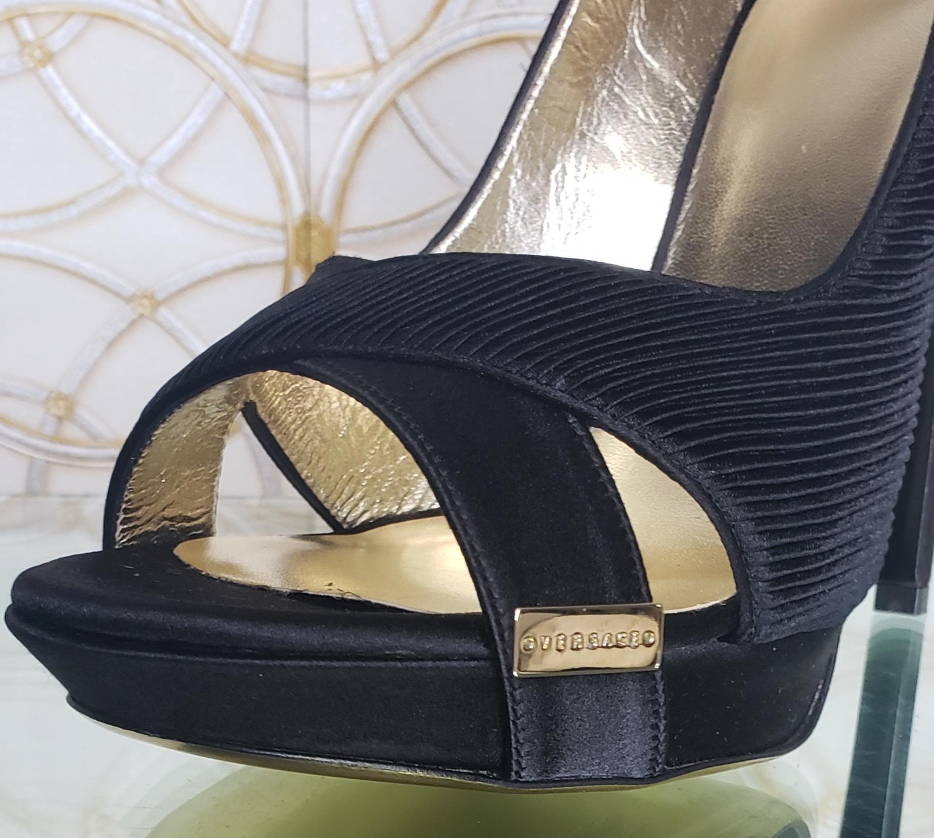 VERSACE BLACK SATIN PLISSE PLATFORM Shoes sz 9; 10; 11 For Sale 3