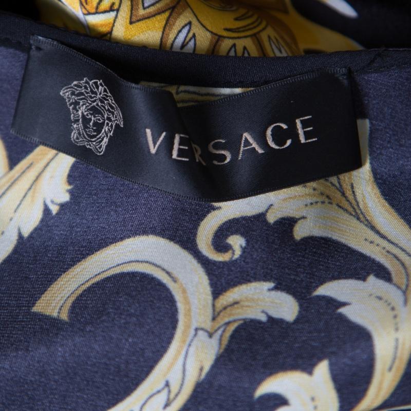 Women's Versace Black Scarf Printed Silk Satin Sleeveless Mini Dress S