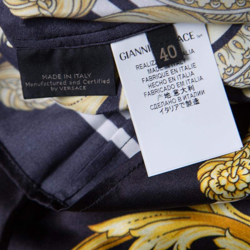 Versace Black Scarf Printed Silk Satin Sleeveless Mini Dress S 1