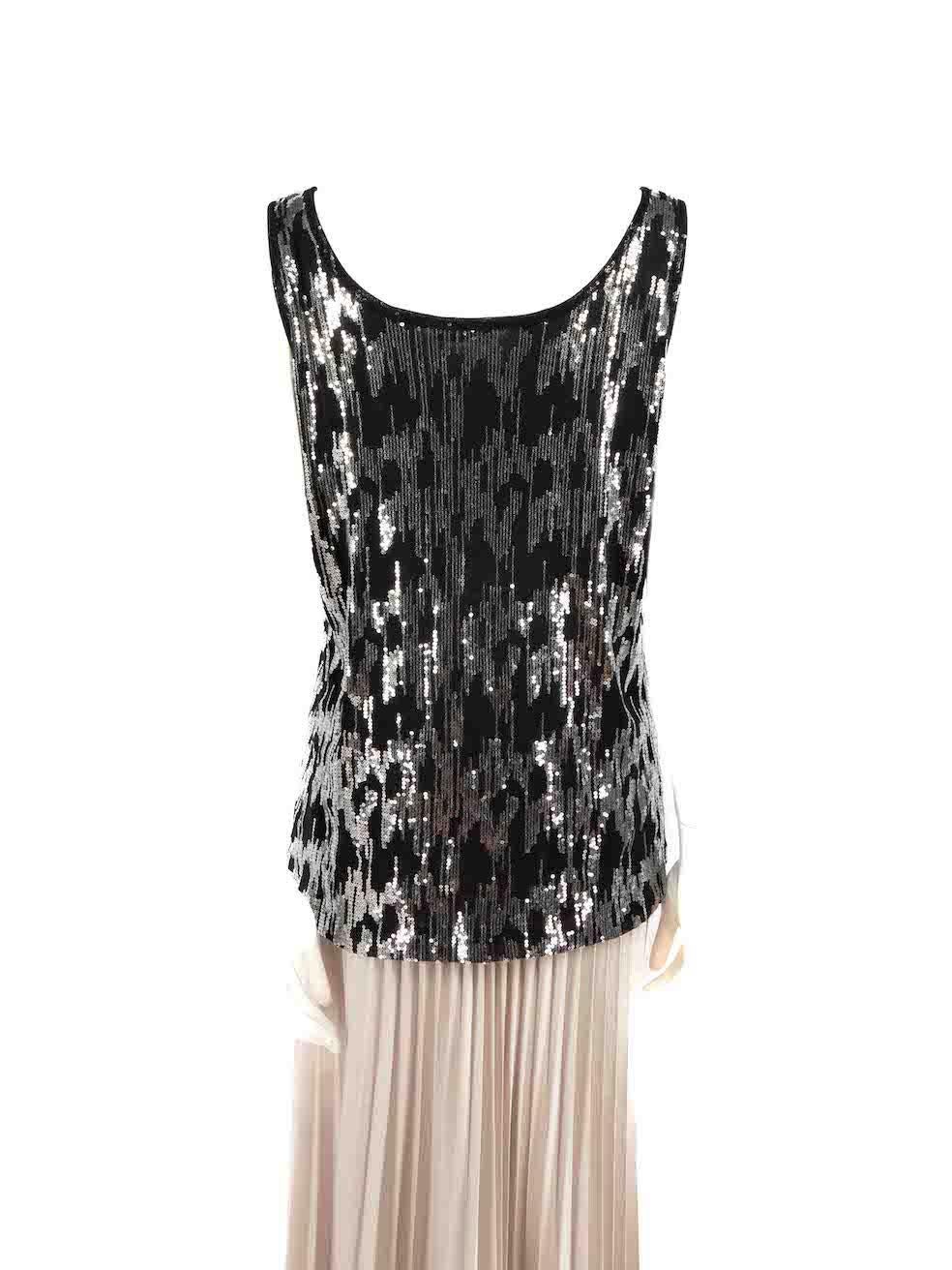 Versace Black Sequin Sleeveless Top Size L In Good Condition For Sale In London, GB