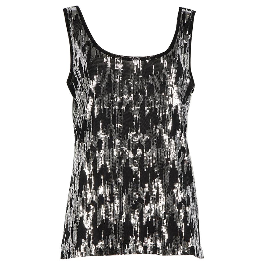 Versace Top senza maniche con paillettes nero taglia L. in vendita