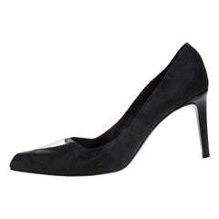 Versace Black Signature Canvas Pointed Toe Pumps Size 40