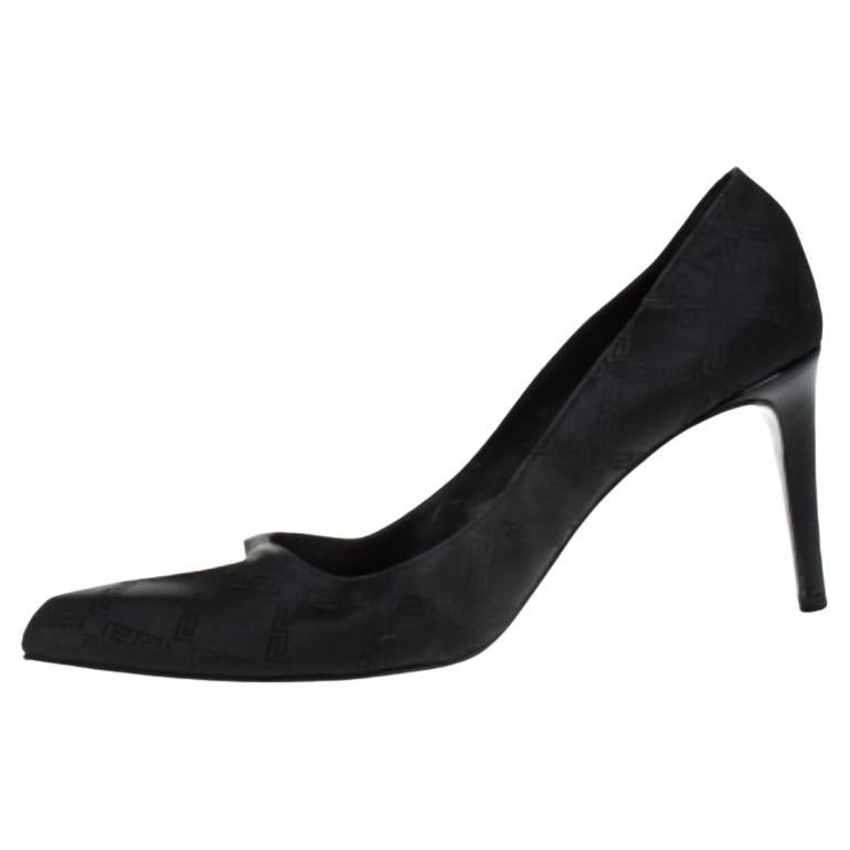Versace Black Signature Canvas Pointed Toe Pumps Size 40