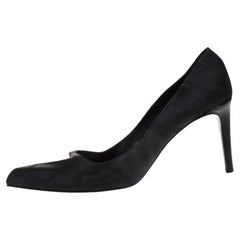 Versace Black Signature Canvas Pointed Toe Pumps Size 40