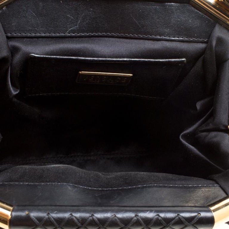Versace Black Signature Fabric and Leather Madonna Boston Bag For Sale ...