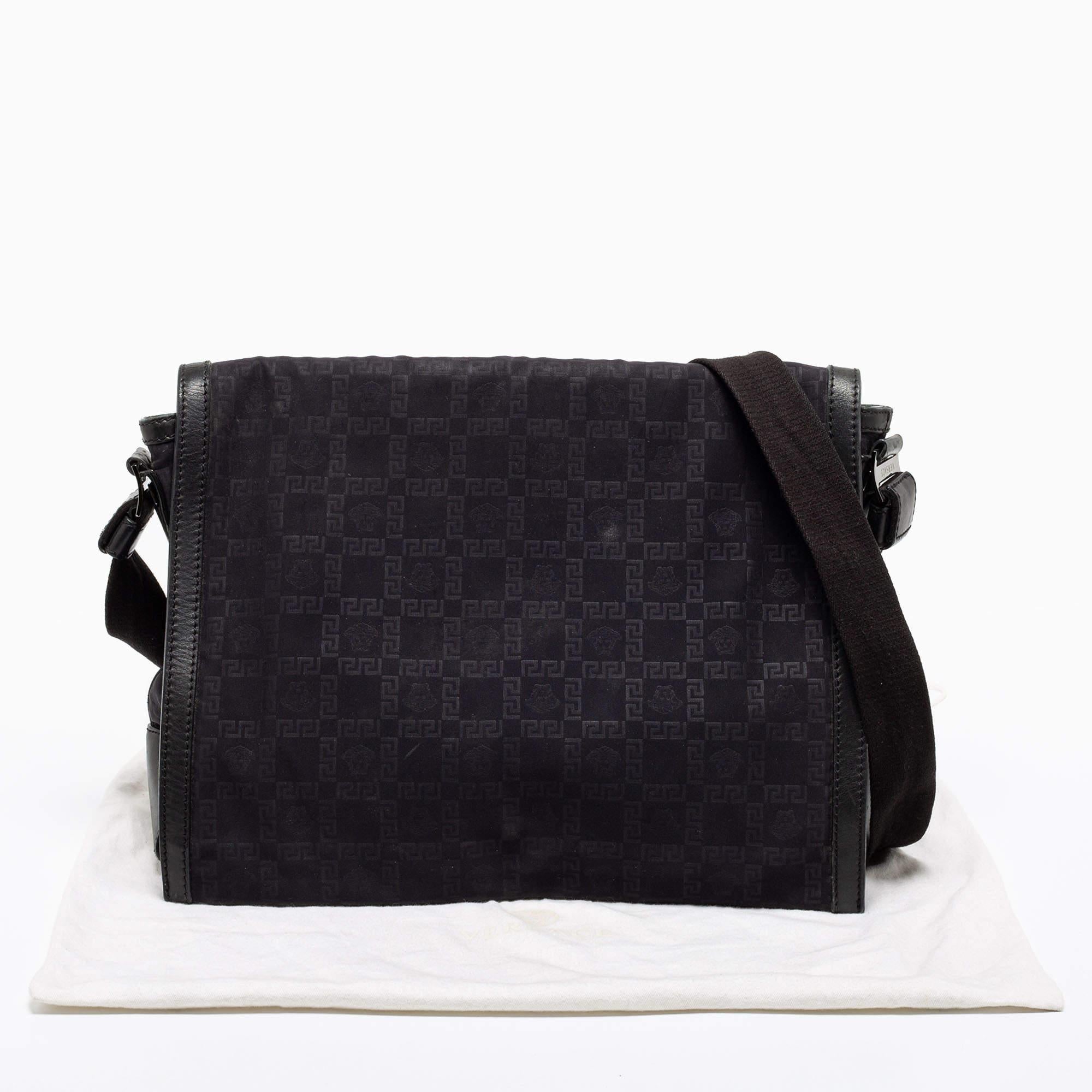 Versace Black Signature Nylon Messenger Bag 5