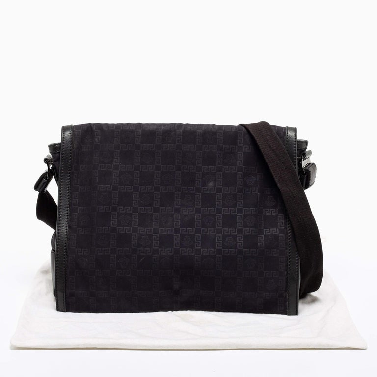 Versace Black Signature Nylon Messenger Bag For Sale at 1stDibs