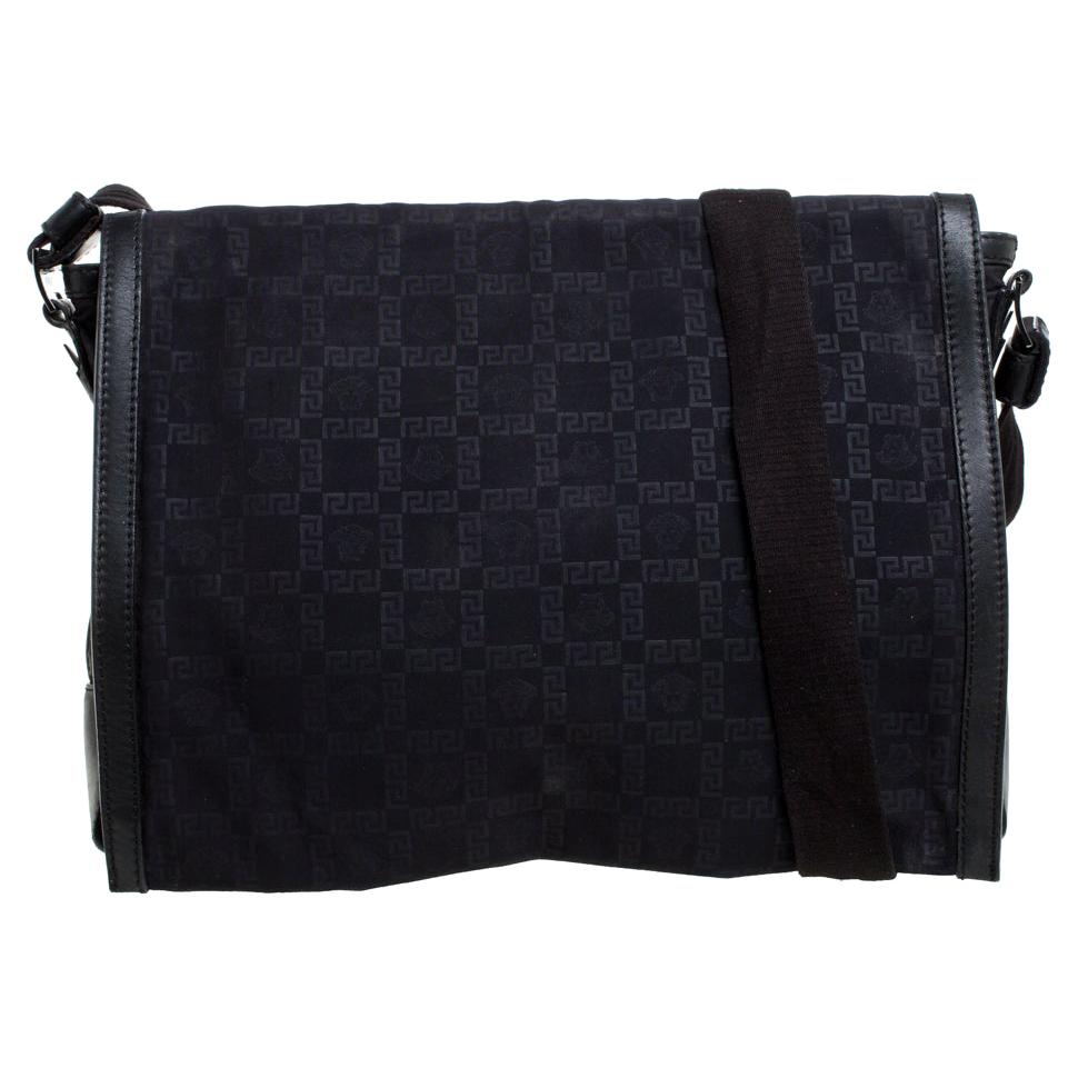 Versace Black Signature Nylon Messenger bag