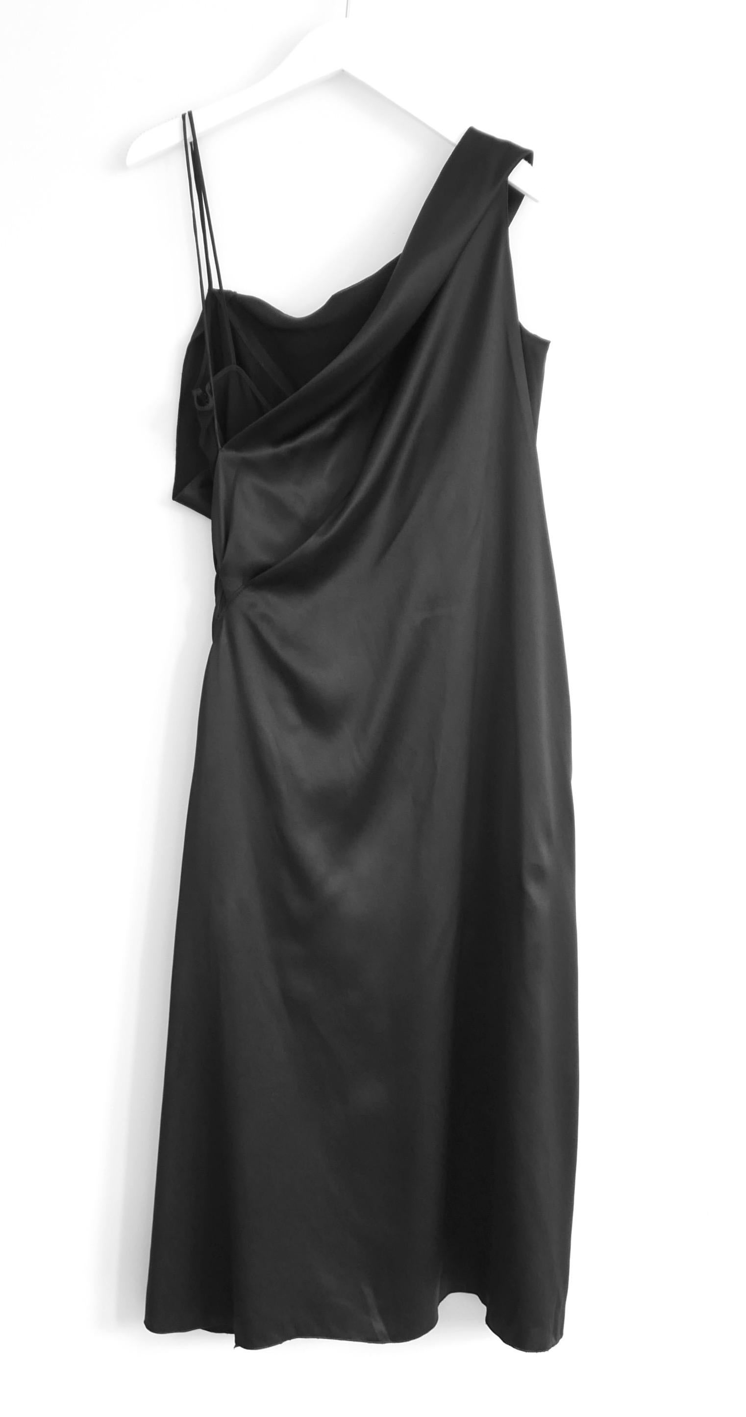 Versace black silk double slip dress In New Condition For Sale In London, GB