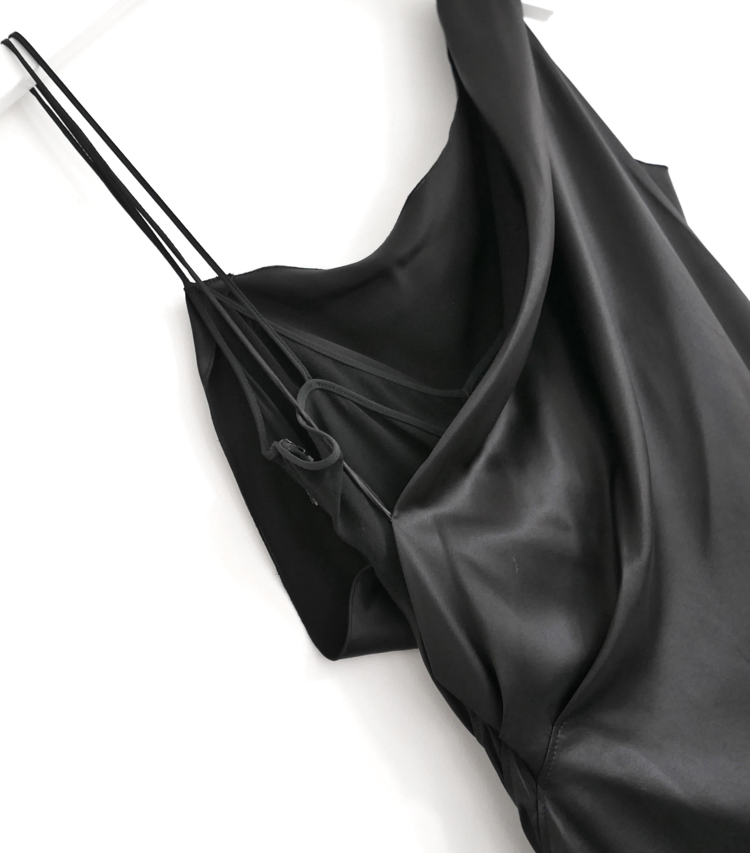 Women's Versace black silk double slip dress For Sale