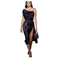 Versace Spring 2019 Black Silk Satin Double Asymmetric Dress