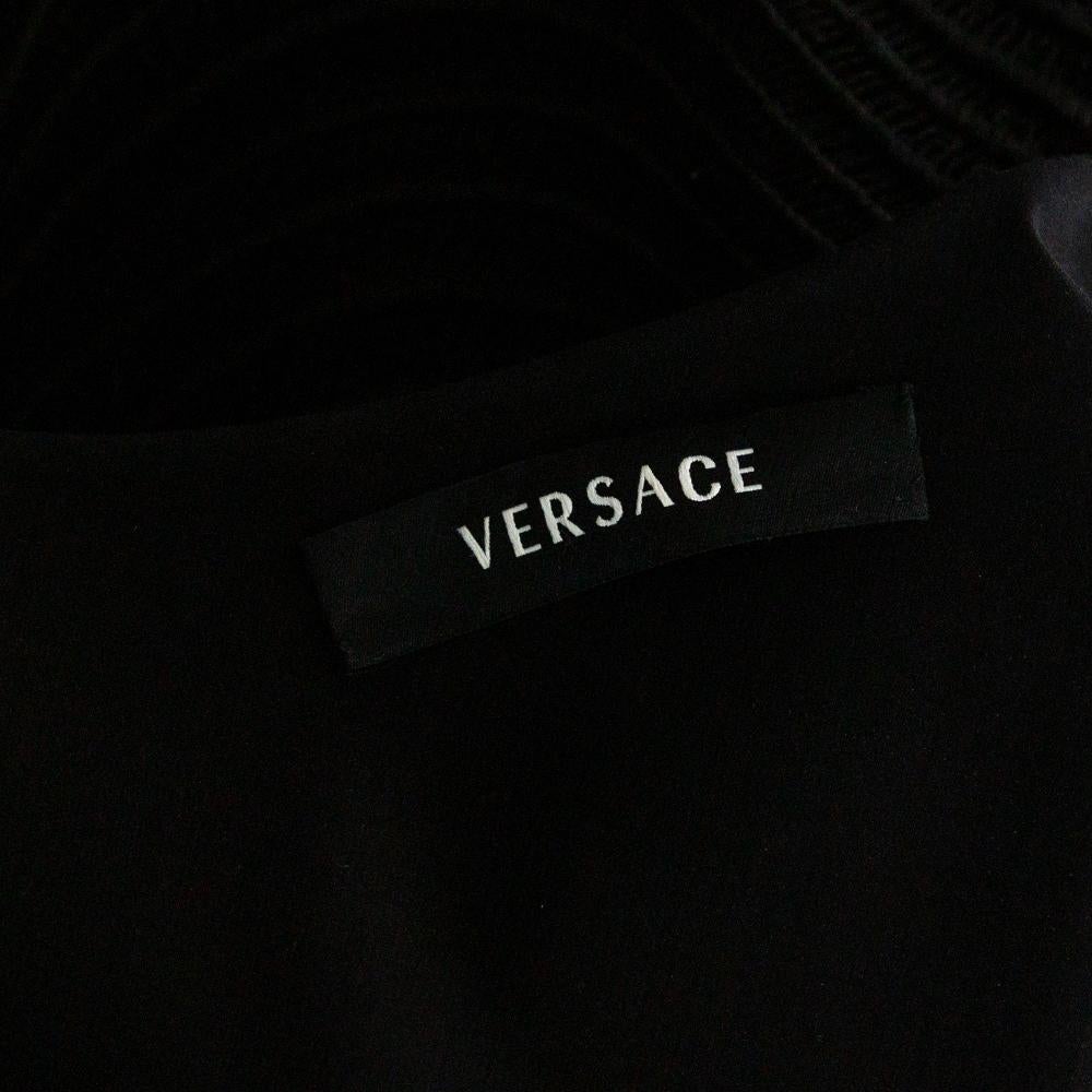 Versace Black Silk & Eyelet Lace Sleeveless Sheath Dress L 1