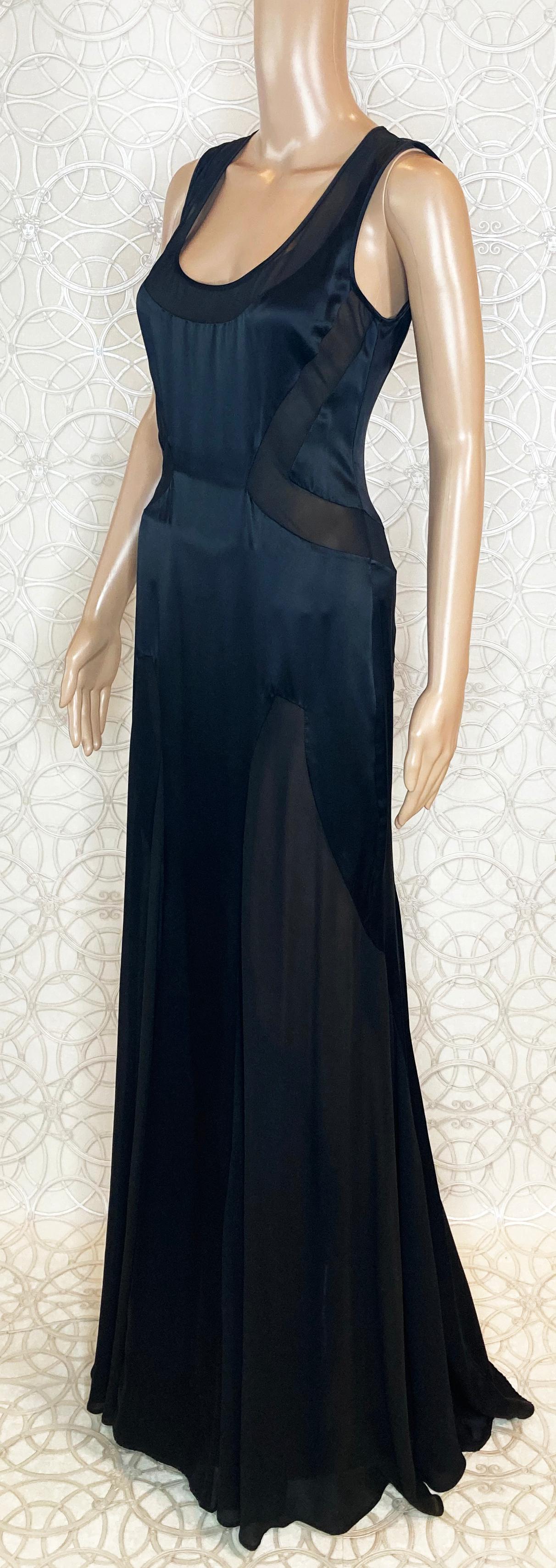 Black VINTAGE VERSACE BLACK SILK GOWN w/ TRANSPARENT INSERTS 40 - 4 For Sale