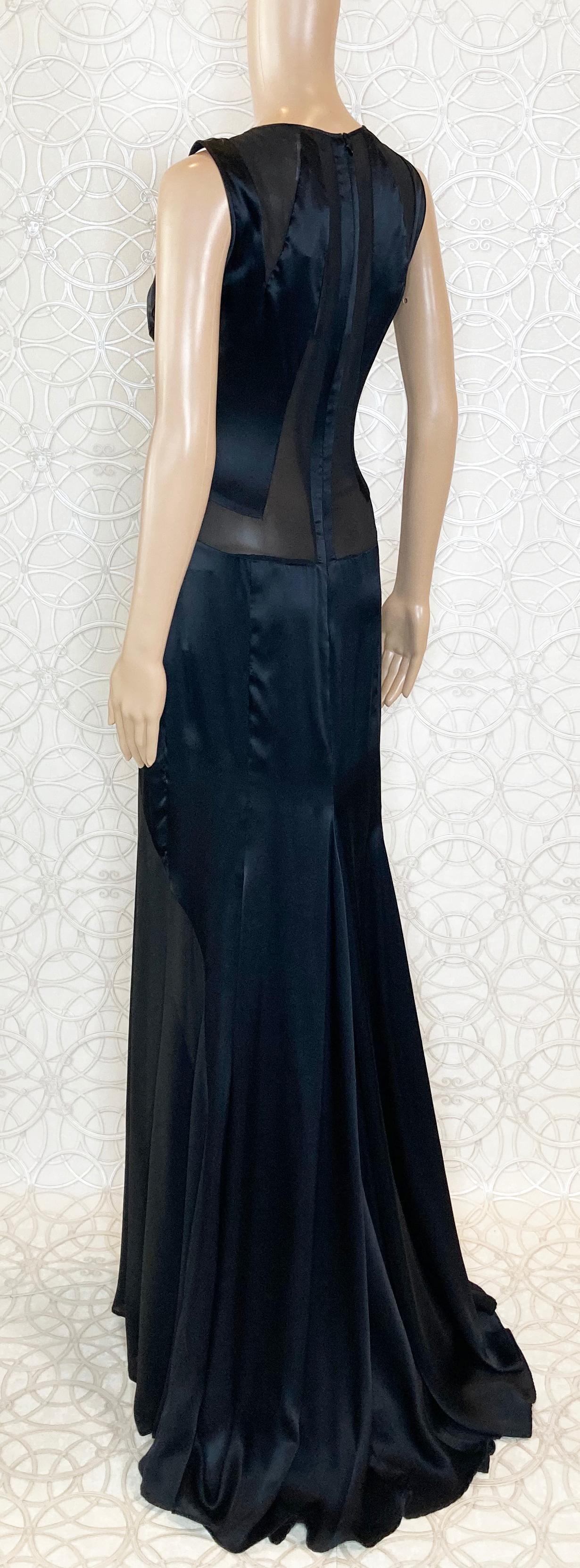 Women's VINTAGE VERSACE BLACK SILK GOWN w/ TRANSPARENT INSERTS 40 - 4 For Sale