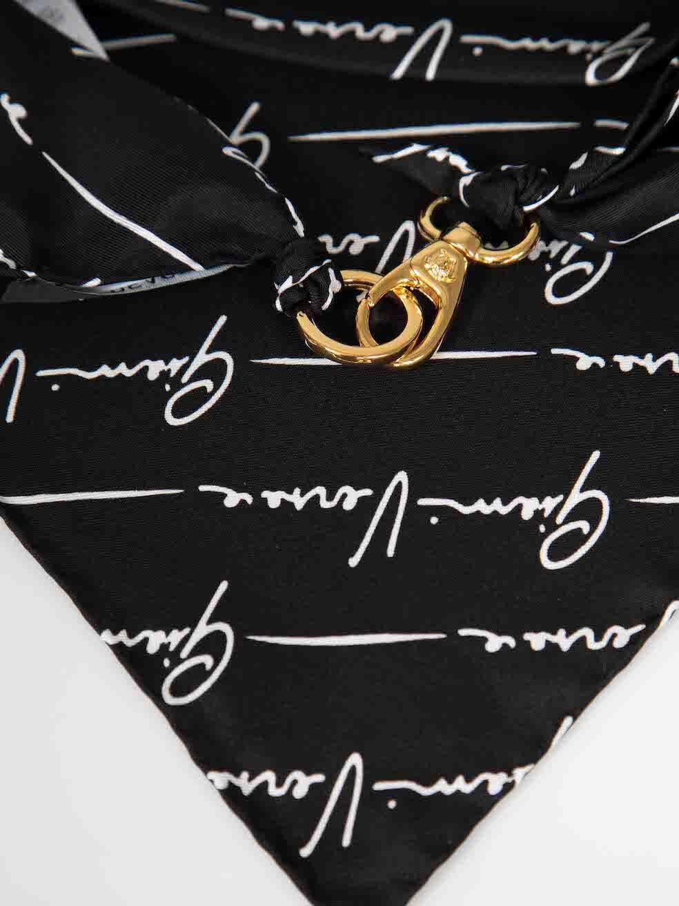 Versace Black Silk Signature Pattern Collana Bandana Scarf For Sale 1