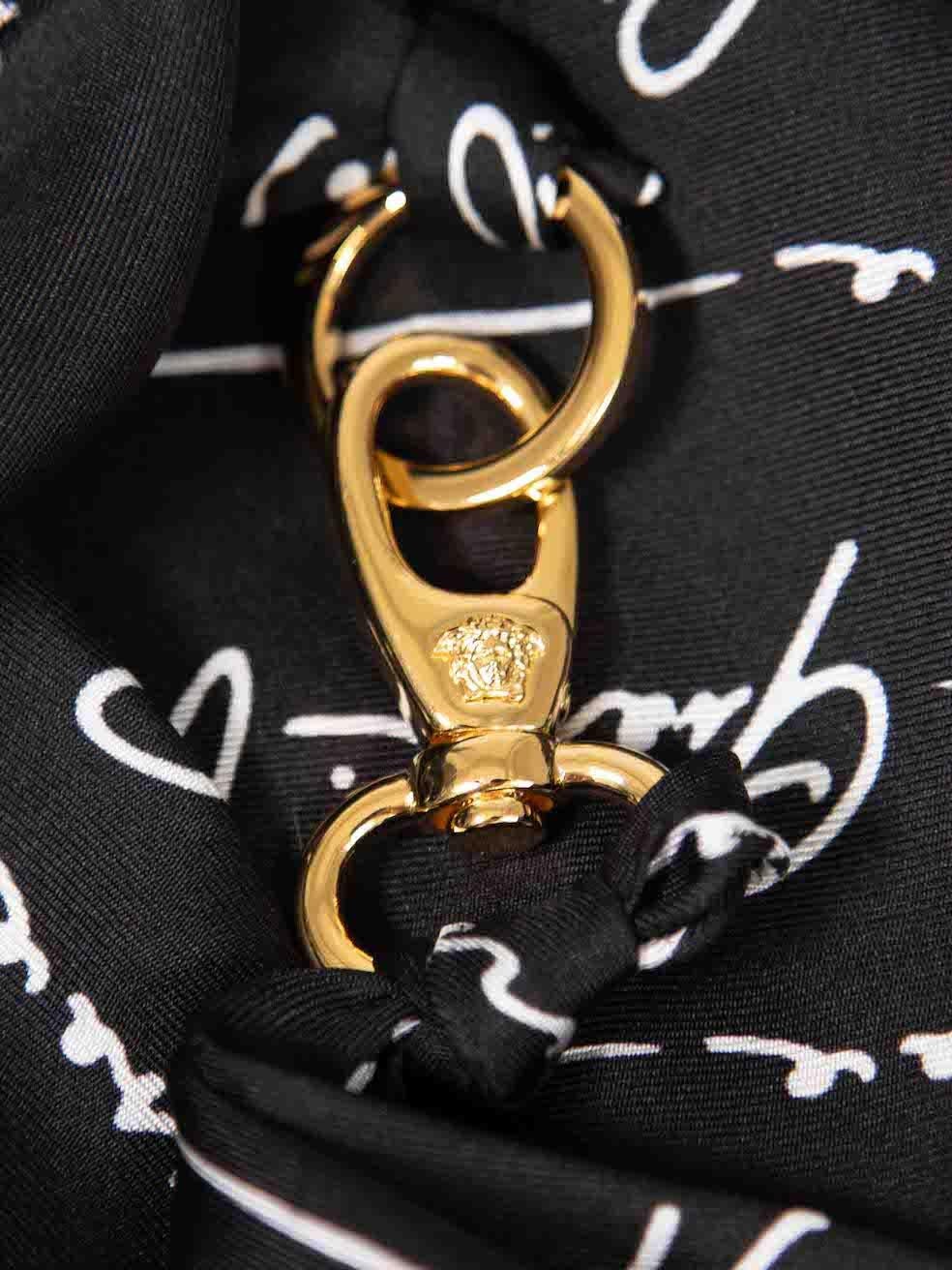 Versace Black Silk Signature Pattern Collana Bandana Scarf For Sale 2