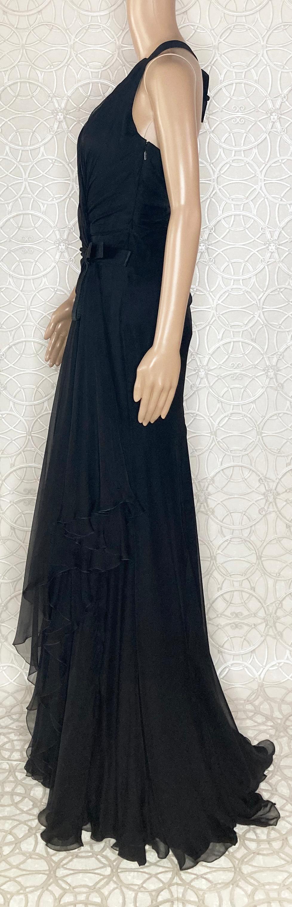 VERSACE BLACK SILK VANITAS DETAIL LONG GOWN Dress 38 -2 For Sale 6
