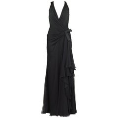 Versace - Robe longue avec détail « vanité » en soie noire, 38 - 2