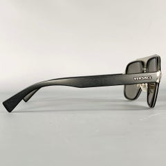 VERSACE Black Silver Medusa Heads Metal Sunglasses
