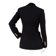 Versace Black Single-Breasted Gold-Tone Medusa Safety Pin Blazer