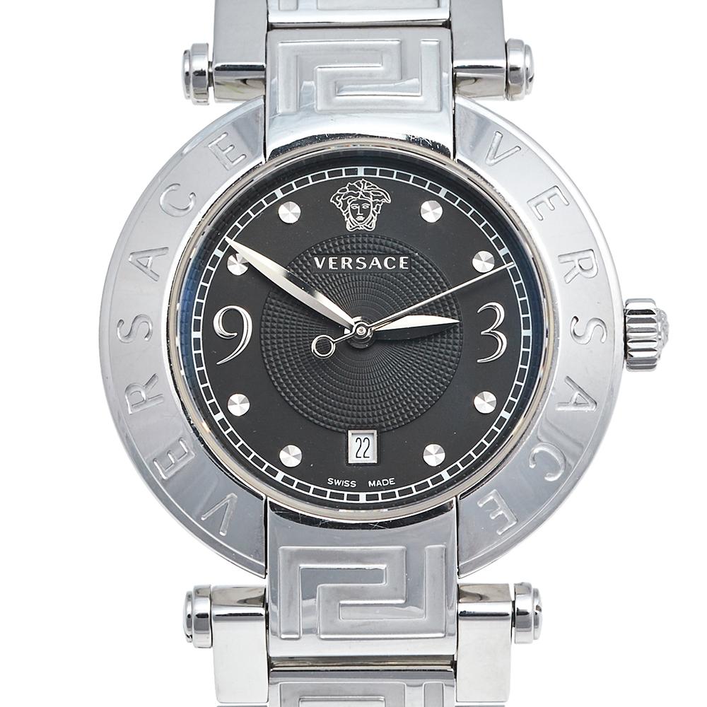Contemporary Versace Black Stainless Steel Reve 68Q Women's Wristwatch 35 mm