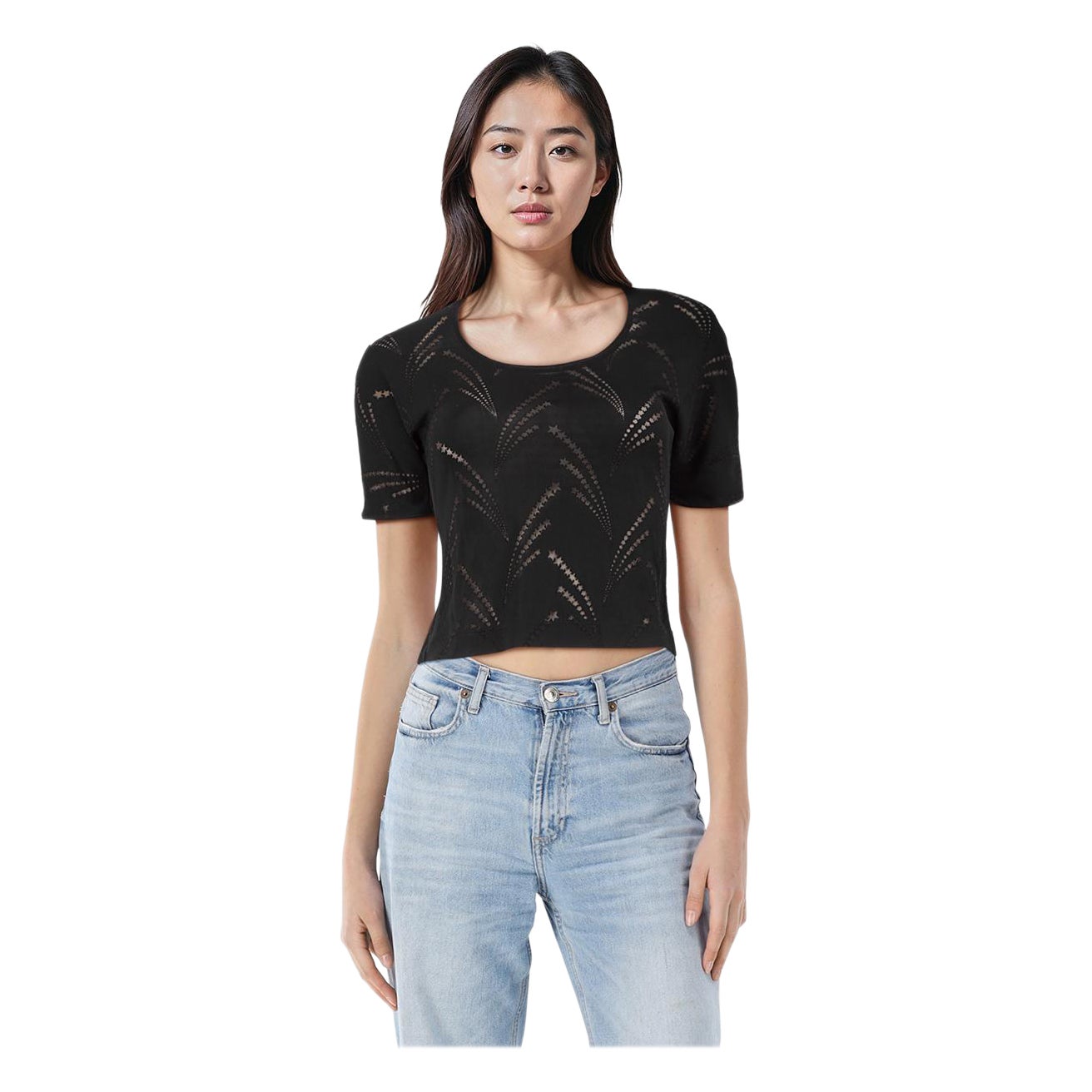 Versace Black Star Print Short Sleeve Top Size XS en venta