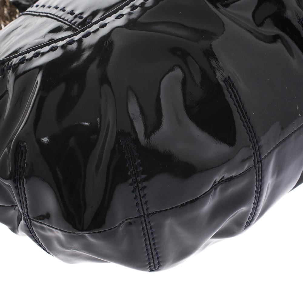 Versace Black Stitches Patent Leather Chain Shoulder Bag 2