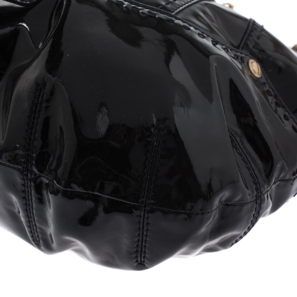 Versace Black Stitches Patent Leather Chain Shoulder Bag 5