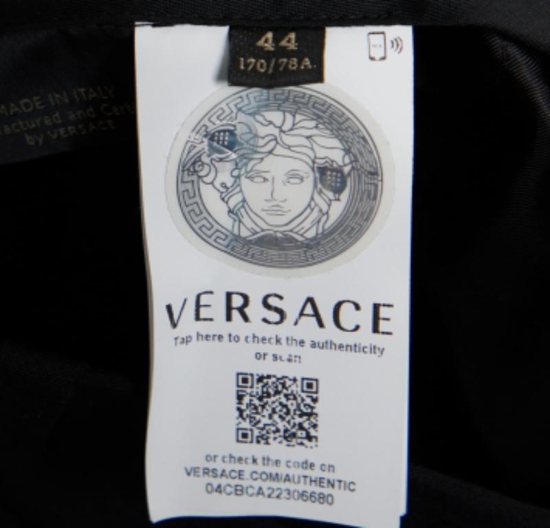 Pantalón sastre de lana elástica negro Versace M en venta 1