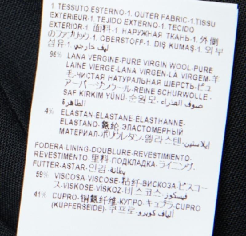 Donna Pantaloni sartoriali in lana elasticizzata neri Versace XL in vendita