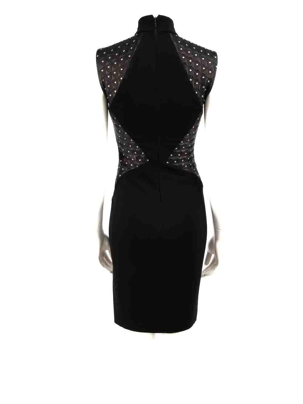 Versace Black Studded Buckle Midi Dress Size XS In Good Condition For Sale In London, GB