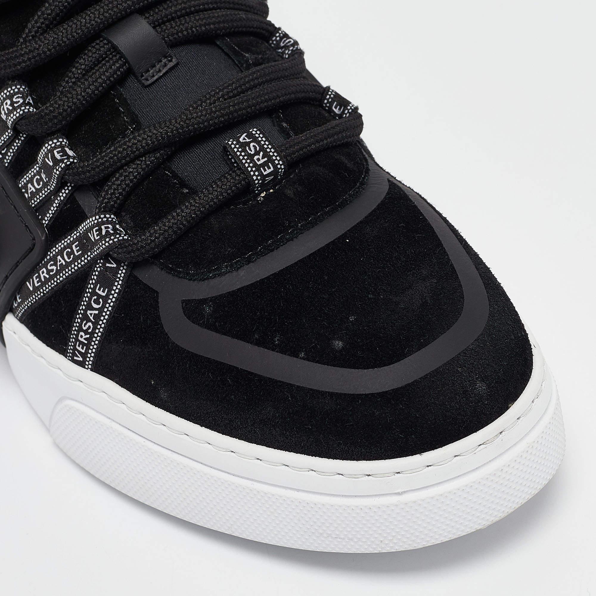 Versace Black Suede and Leather Medusa High Top Sneakers Size 39 3