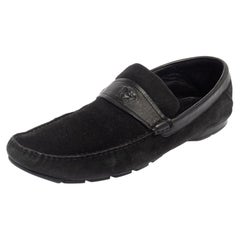 Versace Slip On Loafers aus schwarzem Wildleder und Leder, Größe 44