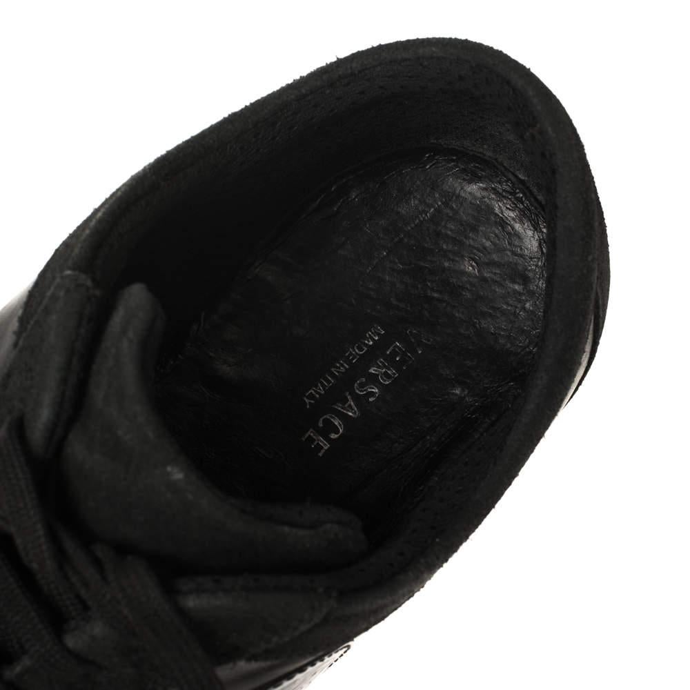 Versace Black Suede and Soft Leather Medusa Lace Up Sneakers Size 39 3