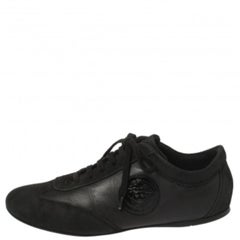 Versace Black Suede and Soft Leather Medusa Lace Up Sneakers Size 39