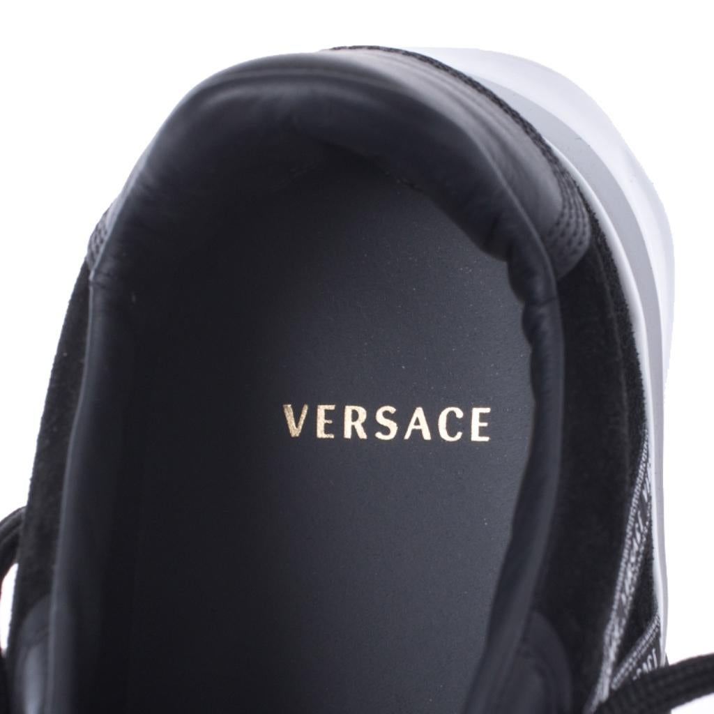Versace Black Suede Leather And Rubber Medusa Lace Up Sneakers Size 42.5 3