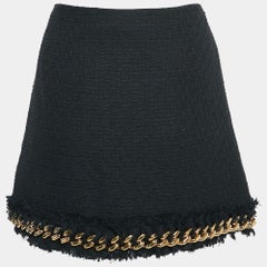 Versace Black Tweed Chain Insert Mini Skirt M