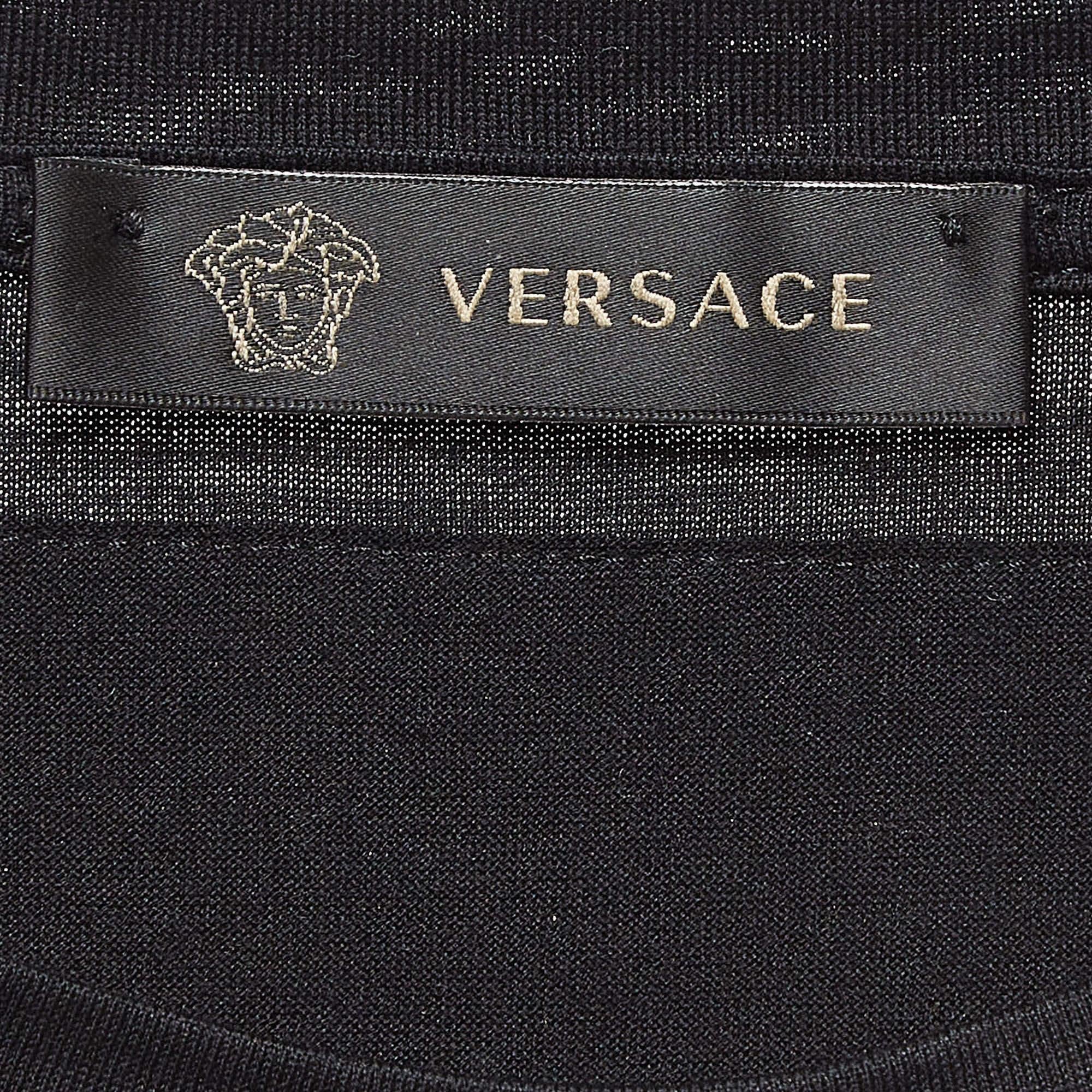 Men's Versace Black Universe Medusa Printed Cotton Knit T-Shirt XS