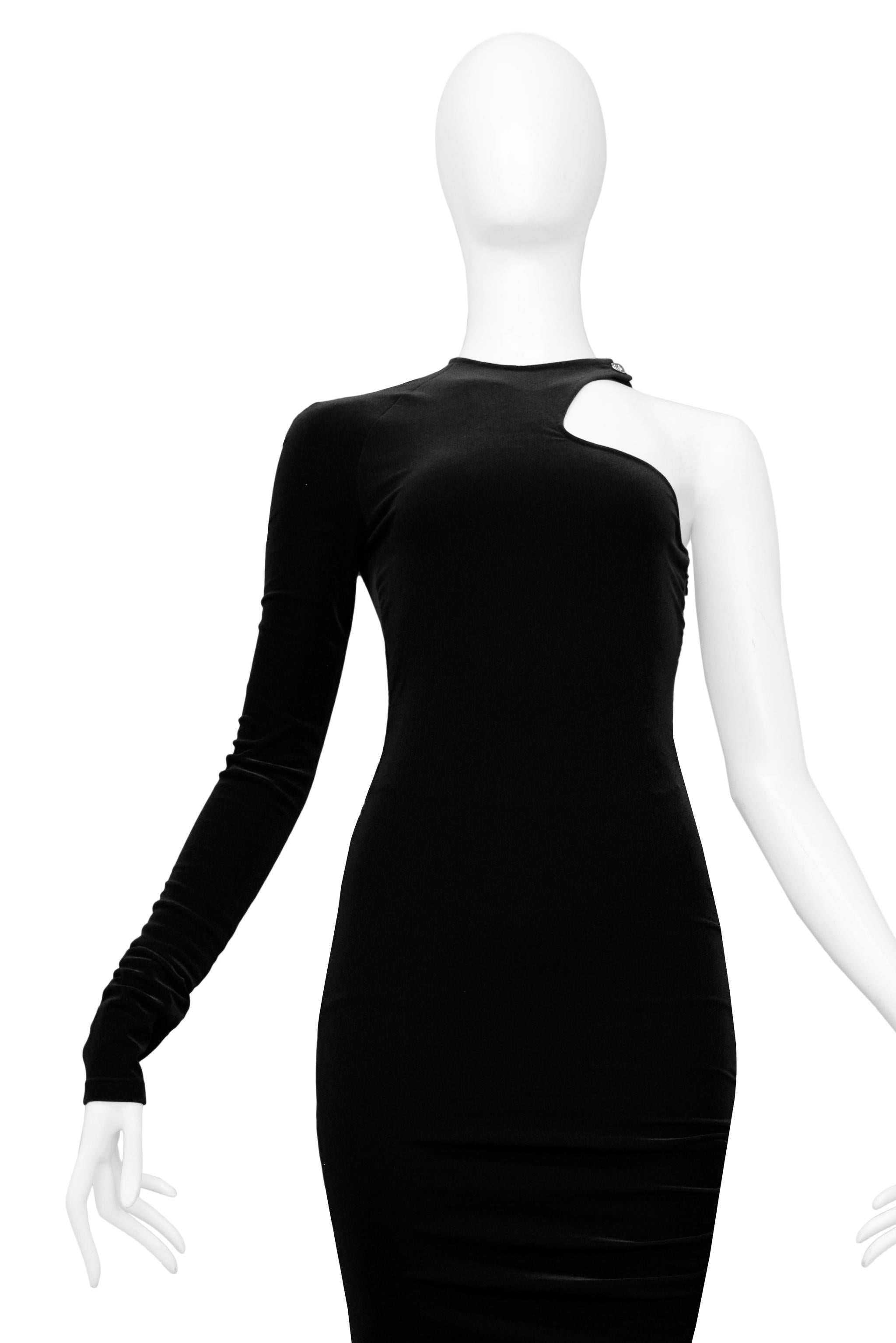 Versace Black Velvet Cutout Dress 2004 In Excellent Condition For Sale In Los Angeles, CA