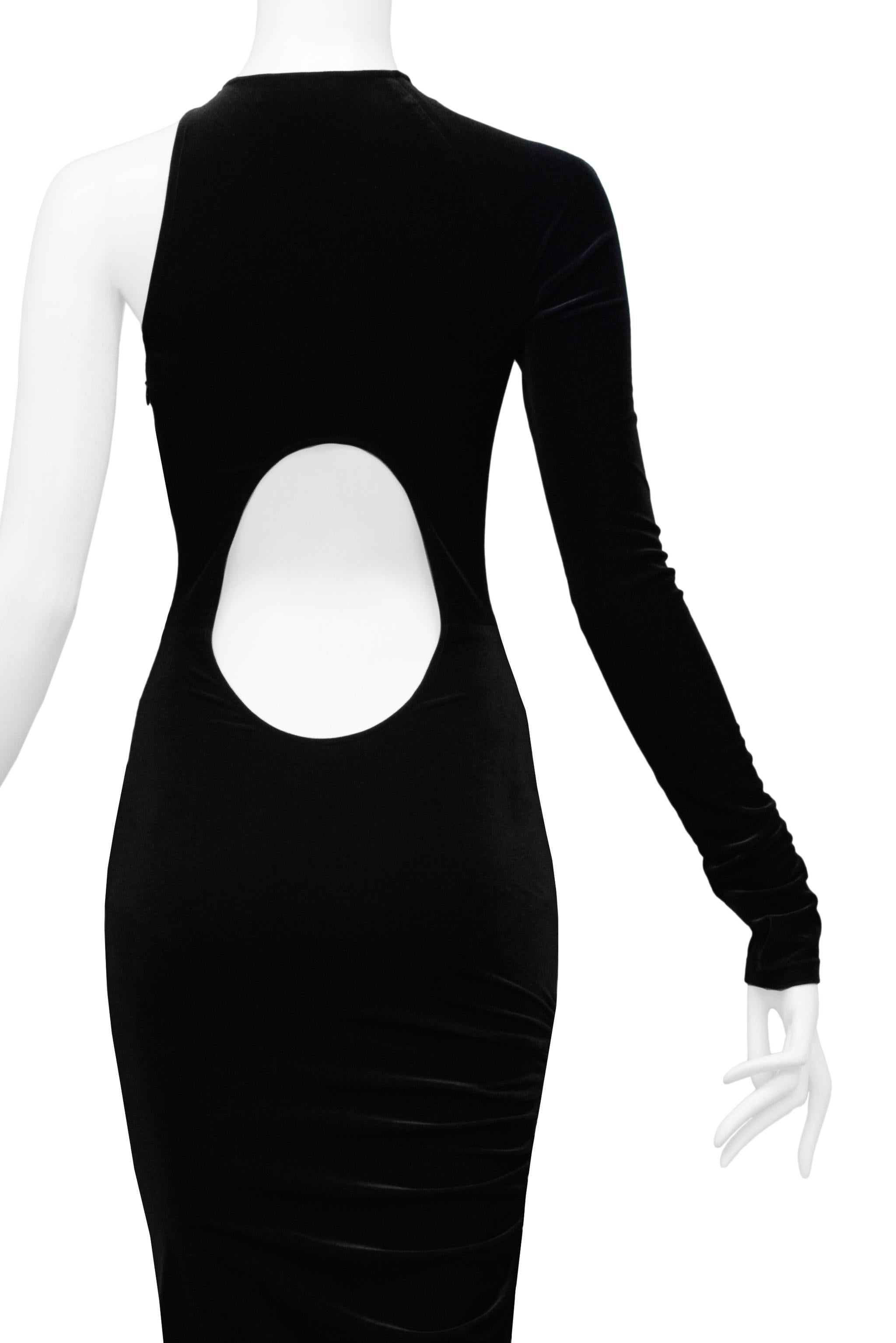 Women's Versace Black Velvet Cutout Dress 2004 For Sale