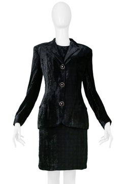 Versace Black Velvet Dress & Evening Jacket with Fancy Buttons