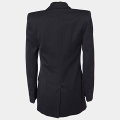 Versace Black Virgin Wool Button Front Blazer S