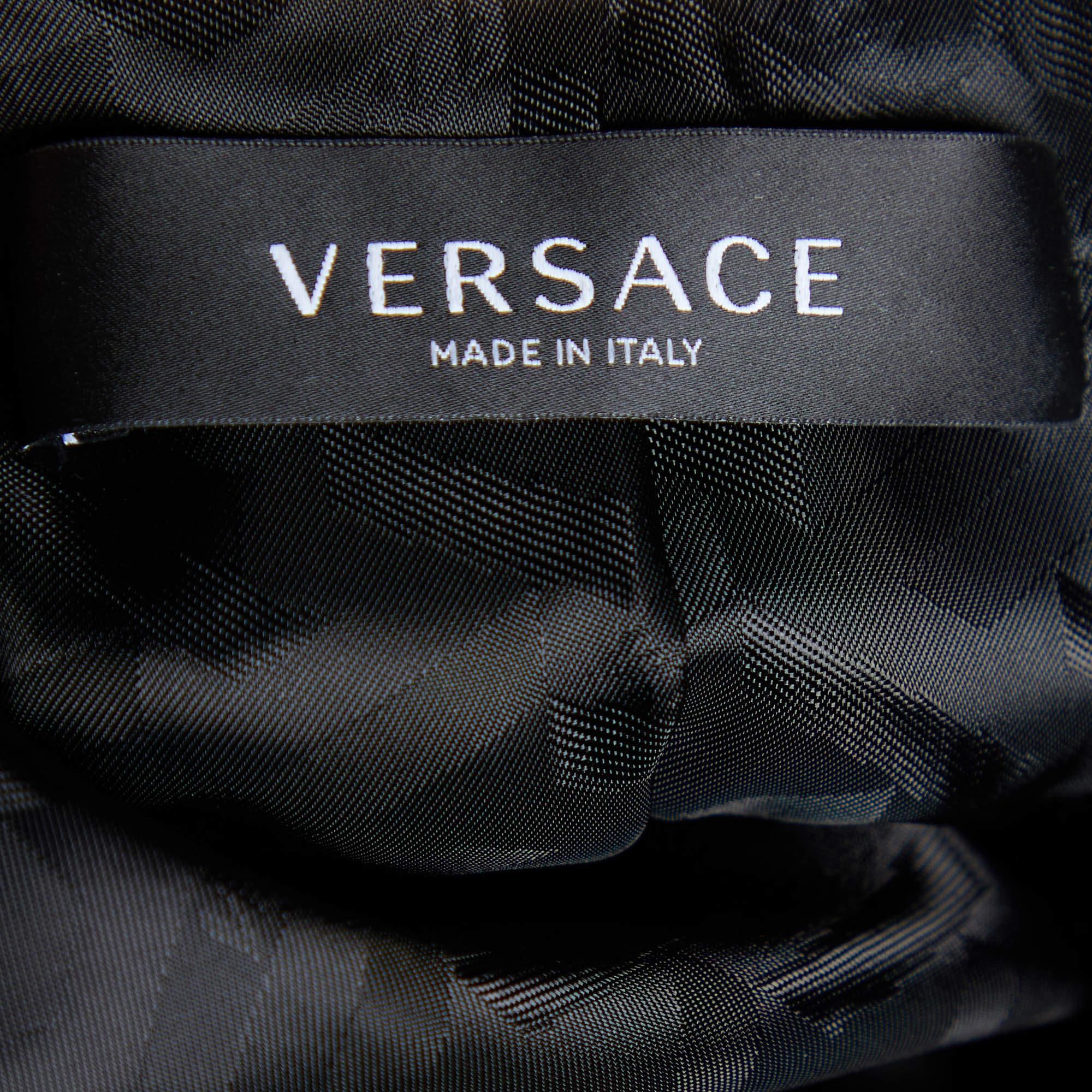 Versace Black Virgin Wool Button Front Blazer S In New Condition For Sale In Dubai, Al Qouz 2