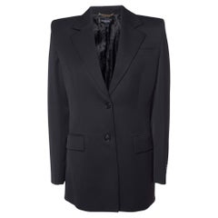 Versace Black Virgin Wool Button Front Blazer S