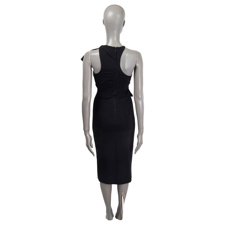VERSACE black viscose 2016 DOUBLE KNOT CUT OUT MIDI Dress 38 XS For