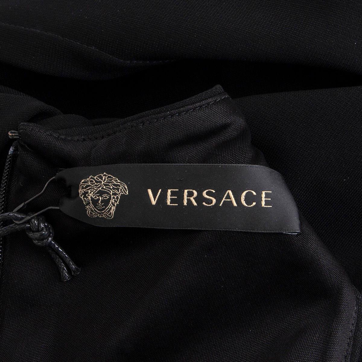 VERSACE black viscose 2016 DOUBLE KNOT CUT OUT MIDI Dress 38 XS In Excellent Condition For Sale In Zürich, CH
