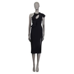 VERSACE - Robe midi en viscose noire avec nœud papillon à double boutonnage, 2016 - 38 XS