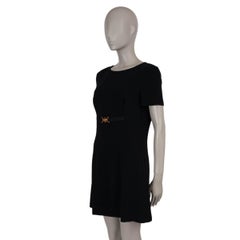 VERSACE black viscose 2023 MEDUSA '95 SHORT SLEEVE CADY MINI Dress 44 L