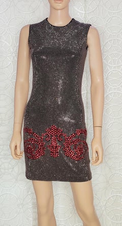 VERSACE BLACK VISCOSE BEADED MINI DRESS Sz 40